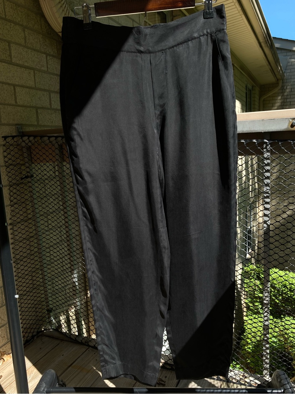 Club Monaco Silky Satin Sateen Black Trousers Pull On Casual Wear Pants